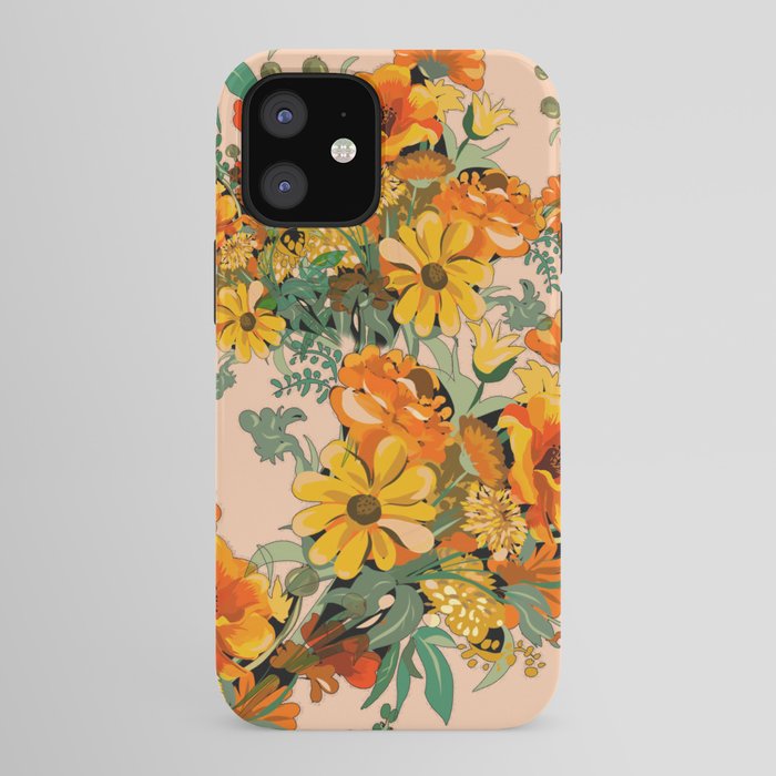70s Pastel Floral on pink blush Boho iPhone Case