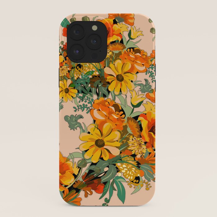 70s Pastel Floral on pink blush Boho iPhone Case