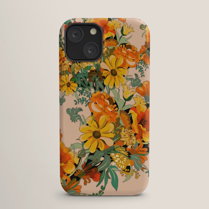 70s Pastel Floral on pink blush Boho iPhone Case