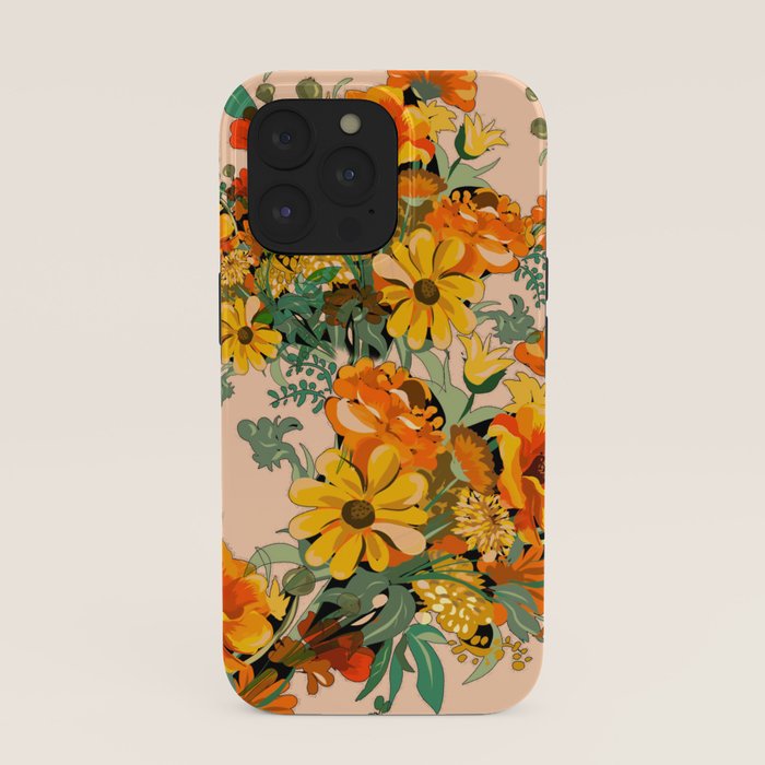70s Pastel Floral on pink blush Boho iPhone Case