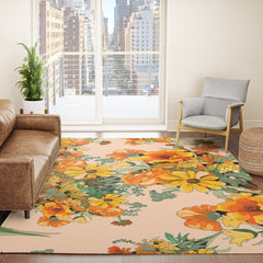 70s Pastel Floral on pink blush Boho Rug