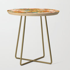 70s Pastel Floral on pink blush Boho Side Table