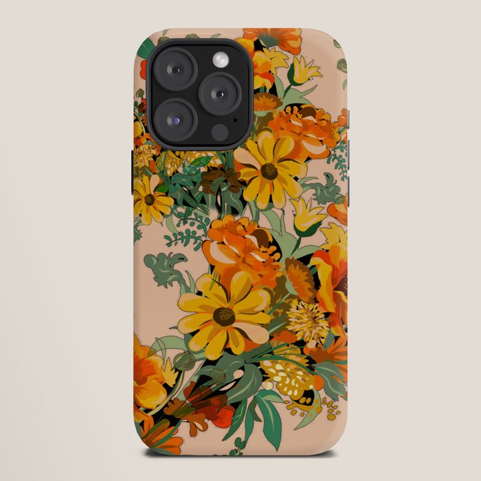 70s Pastel Floral on pink blush Boho iPhone Case