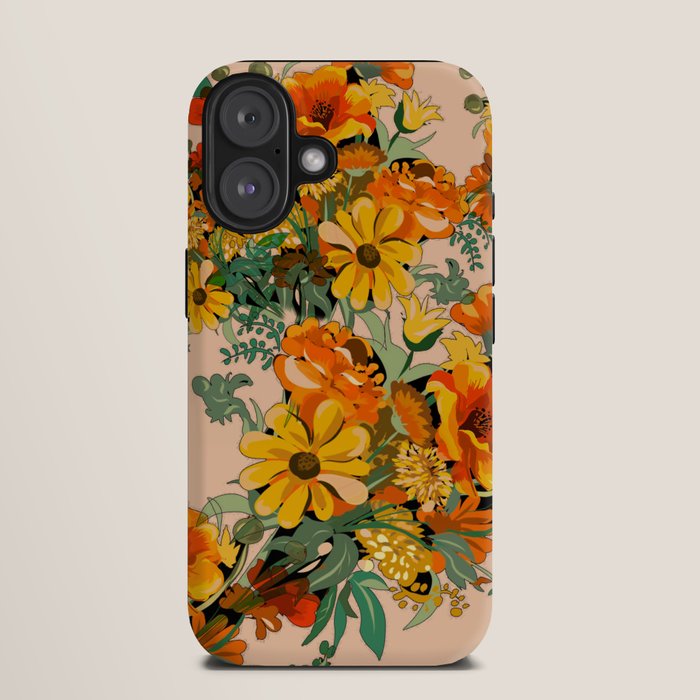 70s Pastel Floral on pink blush Boho iPhone Case