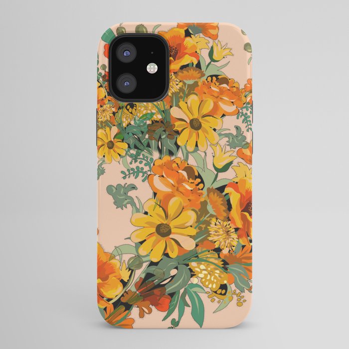 70s Pastel Floral on pink blush Boho iPhone Case