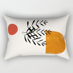 Autumn Vine' Minimal Mid Century Abstract Shapes With Floral Plant Motif Boho Vintage Paper Collage Line Drawing Rectangular Pillow