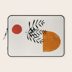 Autumn Vine' Minimal Mid Century Abstract Shapes With Floral Plant Motif Boho Vintage Paper Collage Line Drawing Laptop Sleeve