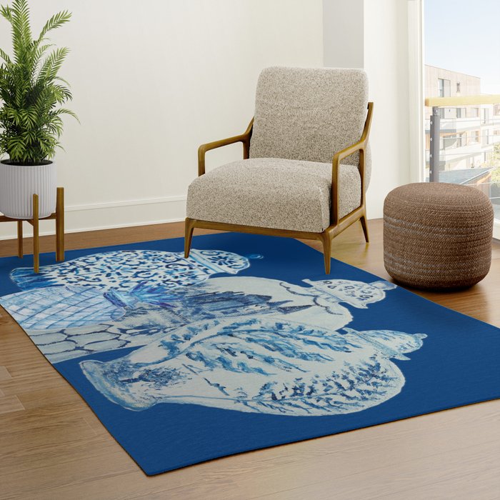 4 Four 4 Blue and White Ginger Jars  Rug