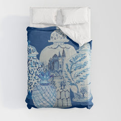4 Four 4 Blue and White Ginger Jars  Comforter