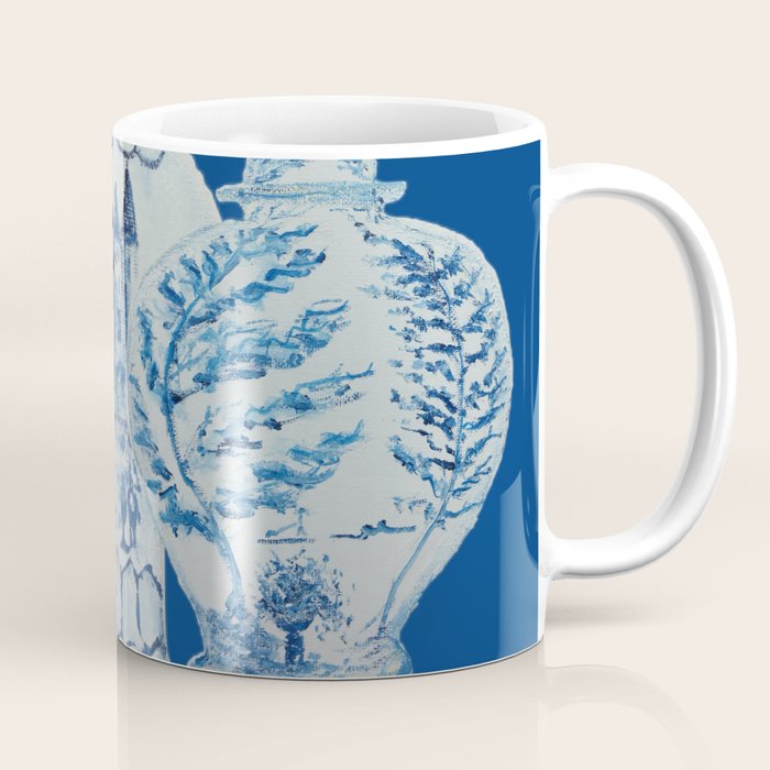 4 Four 4 Blue and White Ginger Jars  Coffee Mug
