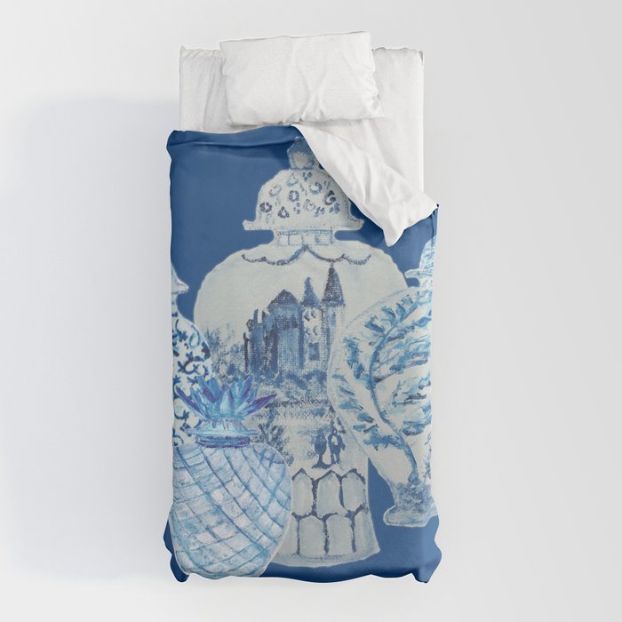4 Four 4 Blue and White Ginger Jars  Duvet Cover