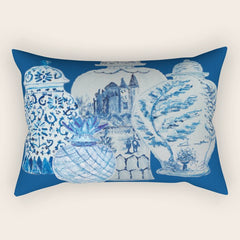 4 Four 4 Blue and White Ginger Jars  Rectangular Pillow