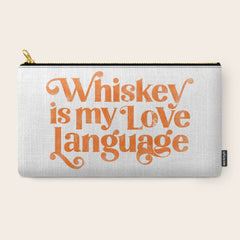 "Whiskey Is My Love Language" Cute Orange Typography Design For Whiskey Lovers! Carry All Pouch