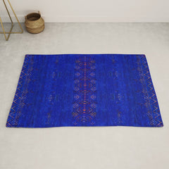 -A5- Royal Calm Blue Bohemian Moroccan Artwork. Rug