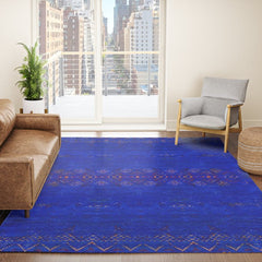 -A5- Royal Calm Blue Bohemian Moroccan Artwork. Rug