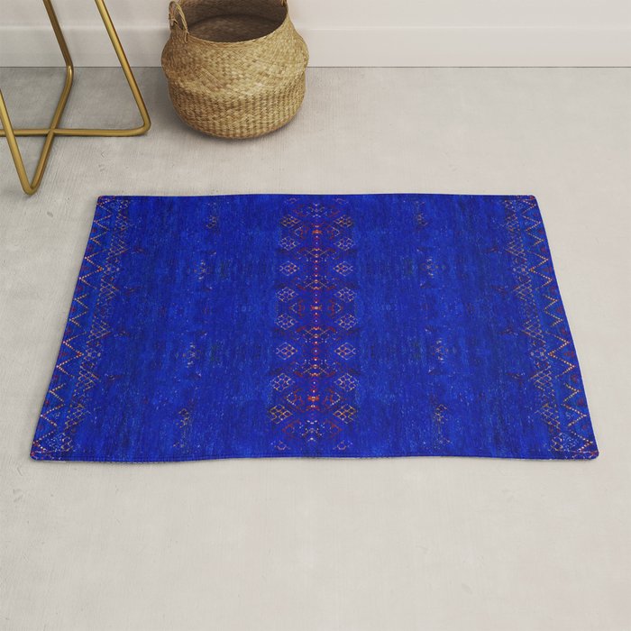 -A5- Royal Calm Blue Bohemian Moroccan Artwork. Rug