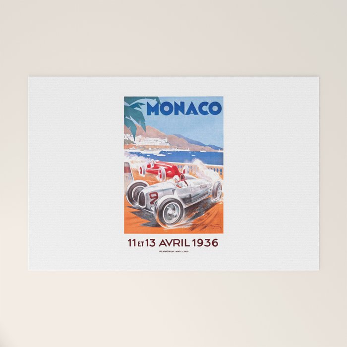 1936 Monaco Grand Prix Race Poster  Welcome Mat