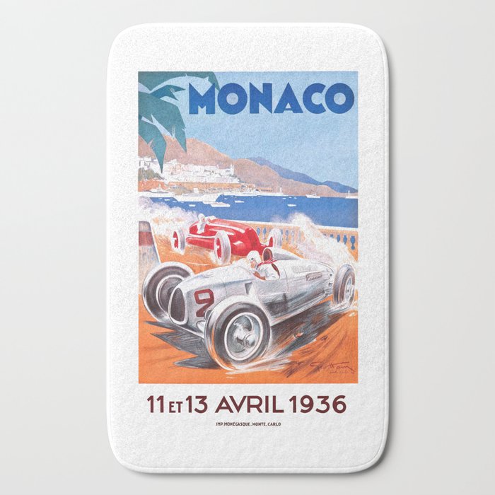 1936 Monaco Grand Prix Race Poster  Bath Mat