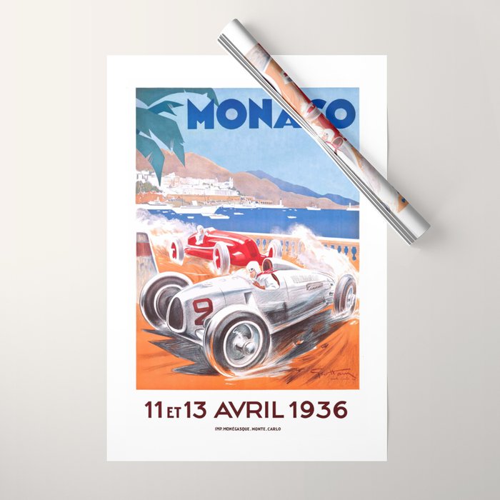 1936 Monaco Grand Prix Race Poster  Wrapping Paper