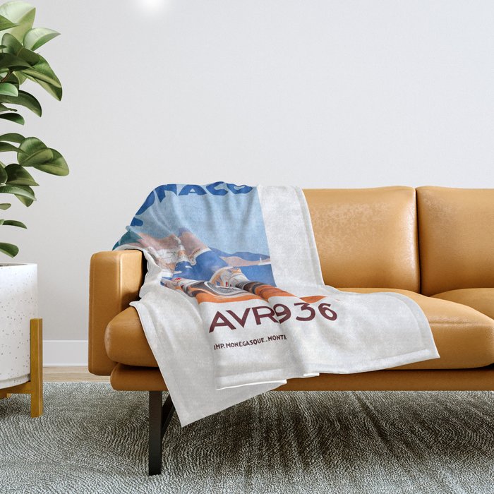 1936 Monaco Grand Prix Race Poster  Throw Blanket