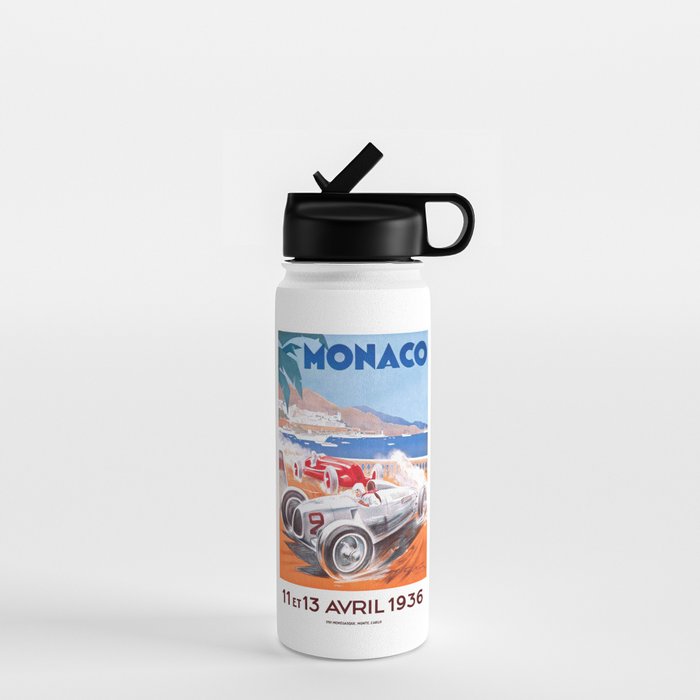 1936 Monaco Grand Prix Race Poster  Water Bottle