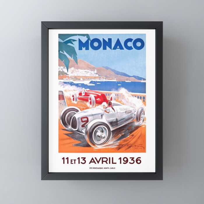 1936 Monaco Grand Prix Race Poster  Mini Art Print