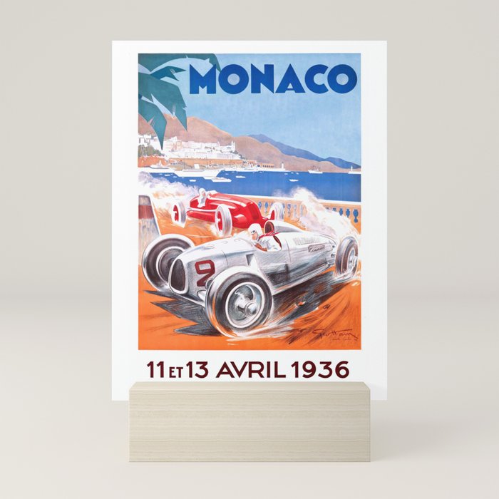 1936 Monaco Grand Prix Race Poster  Mini Art Print