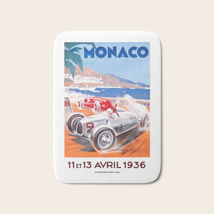 1936 Monaco Grand Prix Race Poster  Bath Mat