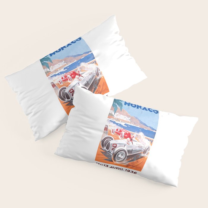 1936 Monaco Grand Prix Race Poster  Pillow Sham
