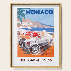 1936 Monaco Grand Prix Race Poster  Serving Tray