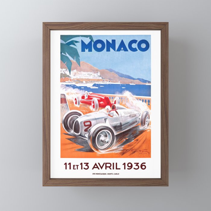 1936 Monaco Grand Prix Race Poster  Mini Art Print