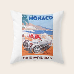 1936 Monaco Grand Prix Race Poster  Throw Pillow