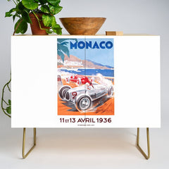 1936 Monaco Grand Prix Race Poster  Credenza