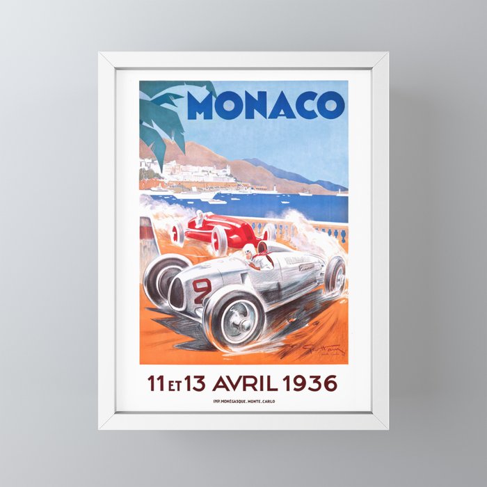 1936 Monaco Grand Prix Race Poster  Mini Art Print