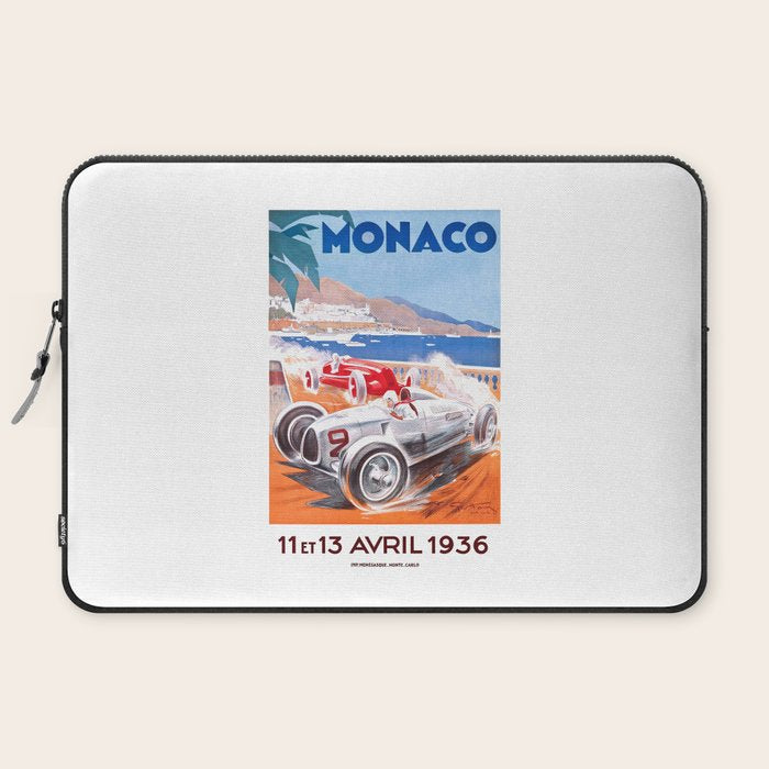 1936 Monaco Grand Prix Race Poster  Laptop Sleeve