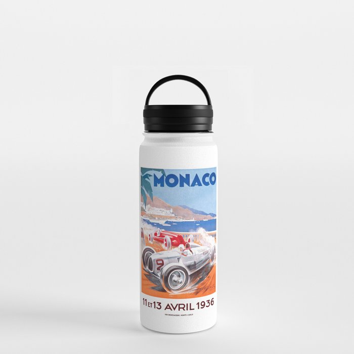 1936 Monaco Grand Prix Race Poster  Water Bottle