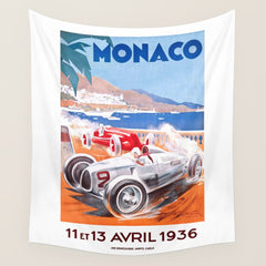 1936 Monaco Grand Prix Race Poster  Wall Tapestry