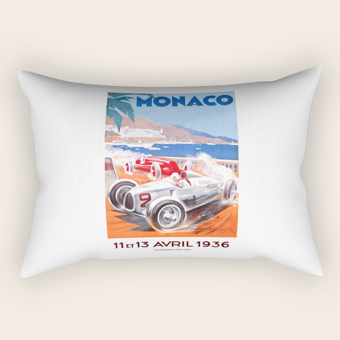 1936 Monaco Grand Prix Race Poster  Rectangular Pillow