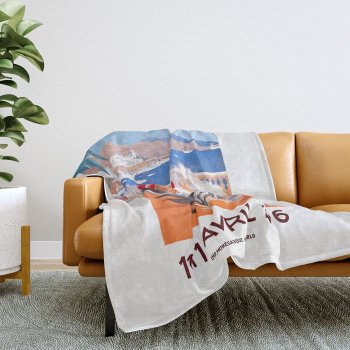 1936 Monaco Grand Prix Race Poster  Throw Blanket