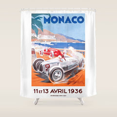 1936 Monaco Grand Prix Race Poster  Shower Curtain