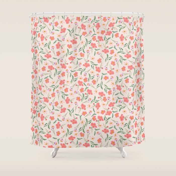 A breath of fresh air - A seamless floral pattern in pinks and reds Shower Curtain