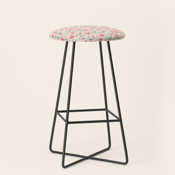 A breath of fresh air - A seamless floral pattern in pinks and reds Stool