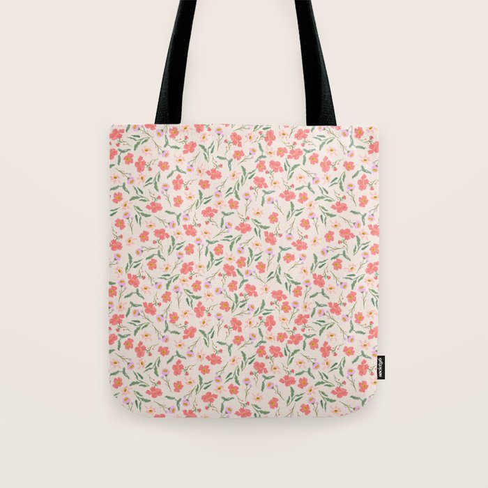 A breath of fresh air - A seamless floral pattern in pinks and reds Tote Bag