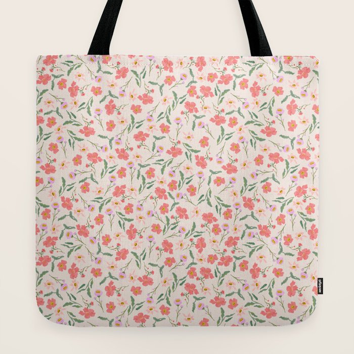 A breath of fresh air - A seamless floral pattern in pinks and reds Tote Bag