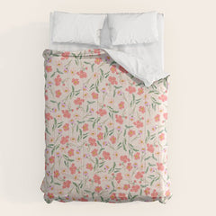 A breath of fresh air - A seamless floral pattern in pinks and reds Comforter