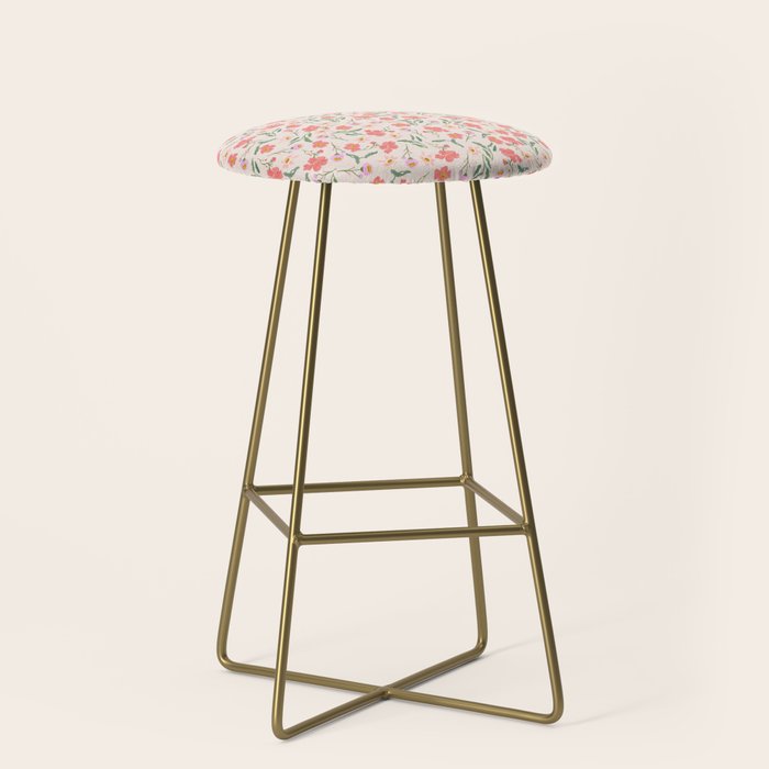 A breath of fresh air - A seamless floral pattern in pinks and reds Stool