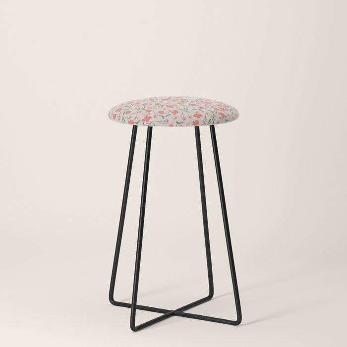 A breath of fresh air - A seamless floral pattern in pinks and reds Stool