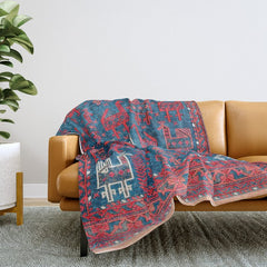 25 Peacocks Baluch Khorasan Persian Bag Face Print Throw Blanket