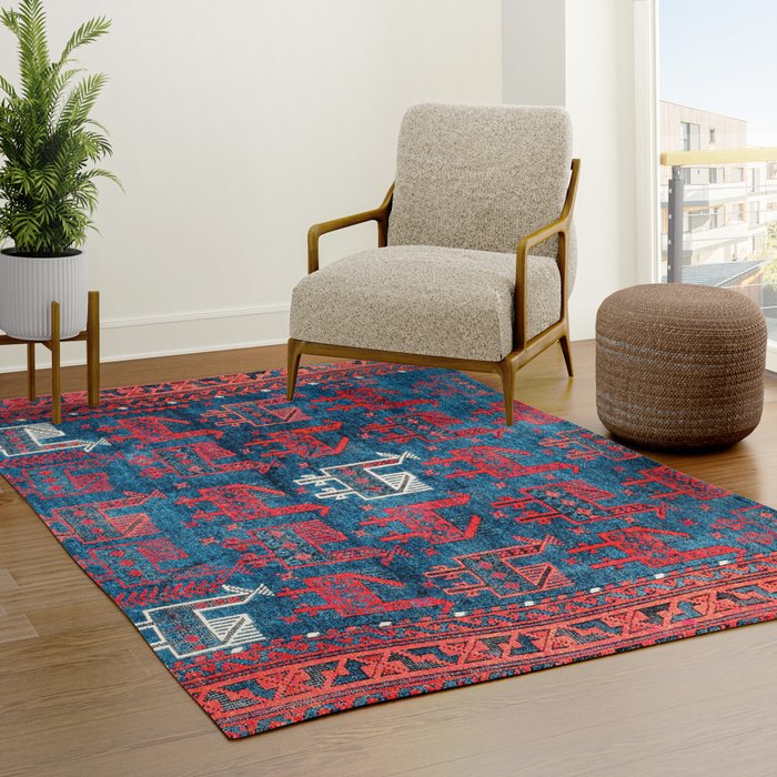 25 Peacocks Baluch Khorasan Persian Bag Face Print Rug