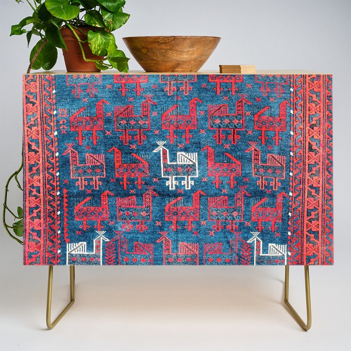 25 Peacocks Baluch Khorasan Persian Bag Face Print Credenza